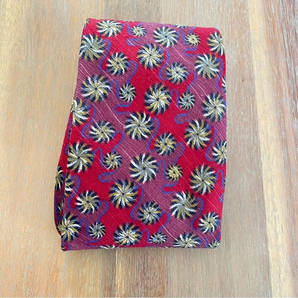 Men's Red and Purple Jhane Barnes Silk Patterned Tie